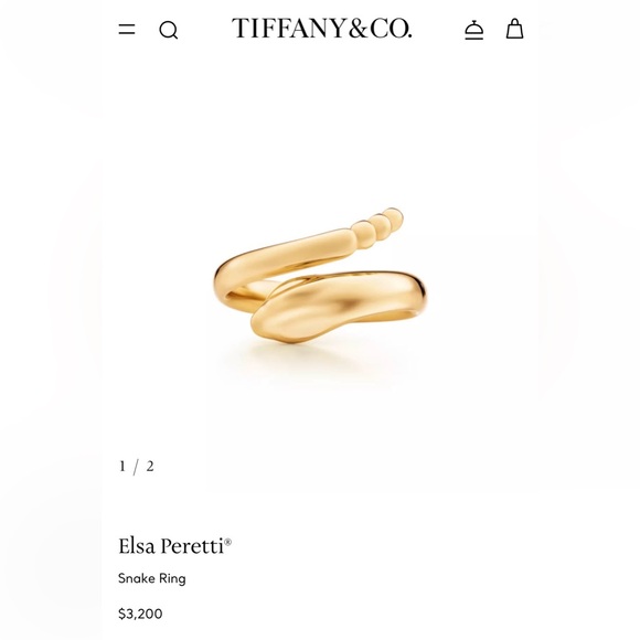 NEW Tiffany & Co. Elsa Peretti snake ring in 18k yellow gold - Picture 3 of 4